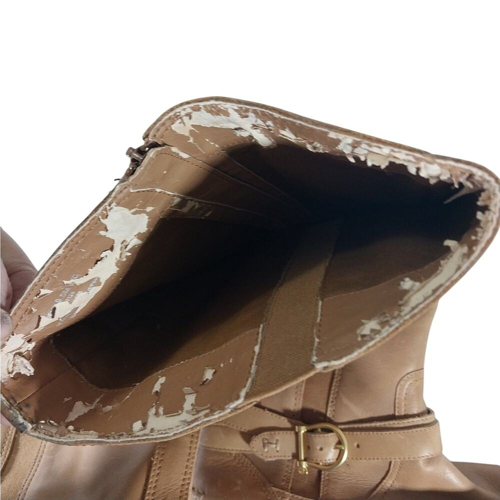 NWOT- FLAWED! SPERRY TOPSIDER! FAWN BEIGE/TAN GENUINE LEATHER BOOTS! SZ 9.5M - Picture 11 of 13
